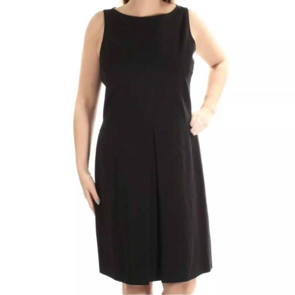 SOLD-NWT Ralph Lauren Pleated Office Dress Black Shift Dress Size 16 - Picture 1 of 9